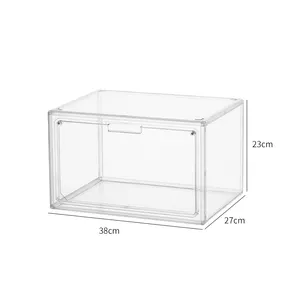 Magnetisch faltbare transparente Sneaker Display Organizer Behälter Aufbewahrung kiste Acryl Clear Drop Front Kunststoff Schuhkarton