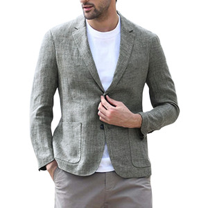 Vestito di moda Casual da <span class=keywords><strong>uomo</strong></span> di vendita calda. <span class=keywords><strong>Giacca</strong></span> <span class=keywords><strong>estiva</strong></span> in <span class=keywords><strong>lino</strong></span> europeo e americano - Product Image 4