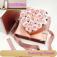 Coffret Cadeau Acrylique Haut de Gamme EVERONG-SFE047 Savon Artificiel Fleurs Rose Cadeaux pour la Saint Valentin Fête des Mères
