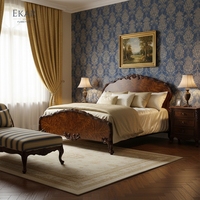 Cama Inglesa EKAR Sovereign Burlwood Tallada a Mano |   Fábrica de Muebles de Lujo Foshan