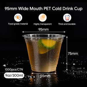 Vasos de Plástico Transparente Desechables para Bebidas Frías y Café, con Tapa, de PET, Personalizados con Logotipo, al por Mayor, de 9/12/16/20 oz, <span class=keywords><strong>KINGWIN</strong></span> - Product Image 2