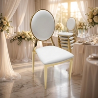 Chaise de salle à manger commerciale de luxe empilable pour événements, chaise tubulaire en cuir et métal, confortable, d'extérieur, personnalisée, style antique, pour hôtel