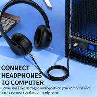 Câble audio stéréo USB-A vers 3,5 mm AUX tressé en nylon, prise plaquée or, adaptateur audio USB mâle vers mâle pour ordinateur portable, haut-parleur