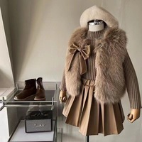 Ensemble trois pièces décontracté pour filles : Gilet et robe pull plissée kaki, style automne, tenue tendance pour enfant