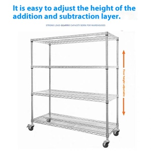 מדפים ניידים רב-שכבתיים מפלדת אל-חלד מגולוונת נגד חלודה, 4 שכבות, להרכבה ביתית, מדף מחסן, אחסון יעיל - Product Image 3