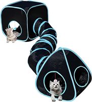 Tunnels pour chats avec tente cube et jouets interactifs pliables à trous de regardement pour chatons et chiots