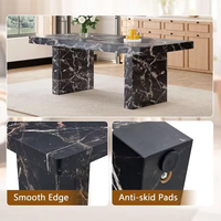 Table basse rectangulaire vintage en marbre noir personnalisée, meuble de salon, table à thé occasionnelle avec plateau central