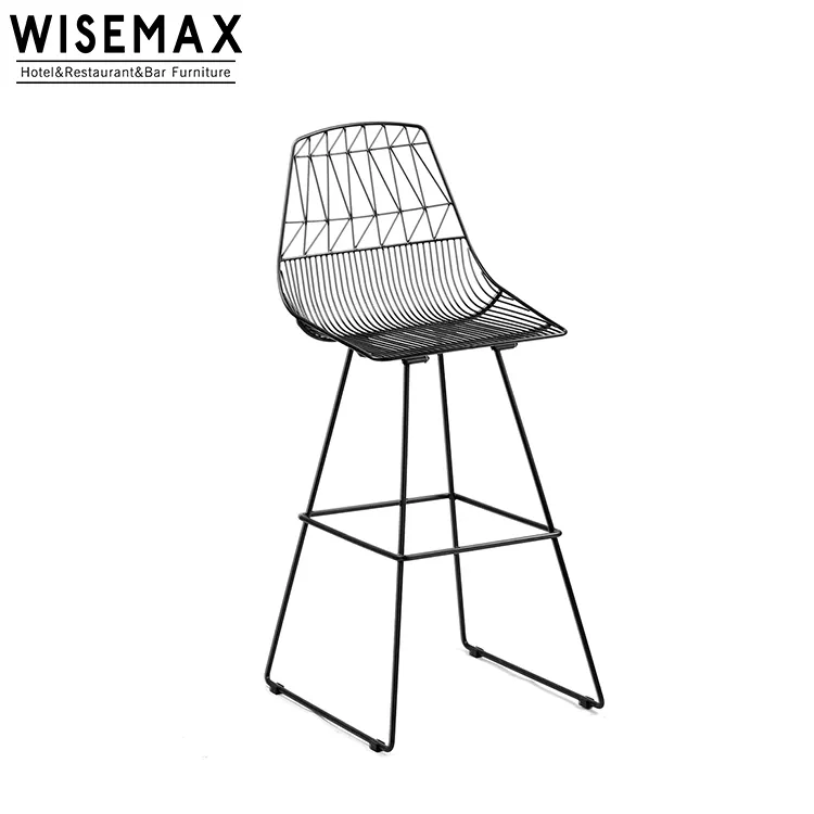 Оптовая продажа, современный металлический стул bertoia в железном стиле для кафе, бистро, барный стул, винтажные промышленные металлические барные стулья