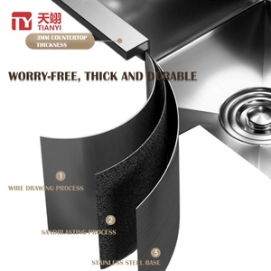 Hot Selling Wholesale Handmade Nano Stainless Steel Double Bowl with Rectangular Bottom Ideal for Modern <b>Kitchen</b> <b>Sink</b> - Product Image 4
