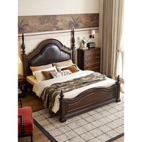 Lit double au design classique avec tête de lit en cuir souple, mobilier français de luxe en bois massif, durable et confortable, Yu Si Ke