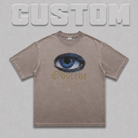 Camiseta de hombre personalizada de 300g, estilo urbano, con estampado a cuadros, teñido inverso, efecto desgastado, bordes deshilachados, estilo retro moderno.