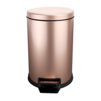 Poubelle ronde en acier inoxydable rose avec pédale et couvercle à bascule, anti-odeur, capacité 5L-12L, pour bureau, salle de bain, cuisine et maison
