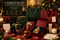 Ensemble cadeau de Noël, sac en papier kraft avec logo personnalisé laminé en relief pour l'emballage des cadeaux de Noël