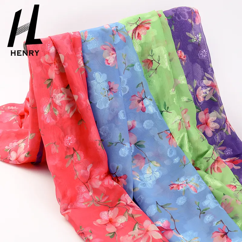 Motifs floraux, tissu en mousseline de soie 100% Polyester, motifs floraux, pour femmes et enfants, nouvelle collection, Stock
