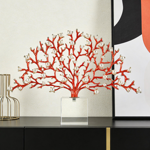 Simulated Pearl Coral <b>Tree</b> Ornament with <b>Crystal</b> Base Luxury Home Decor for Living Room Housewarming Gift - Product Image 2