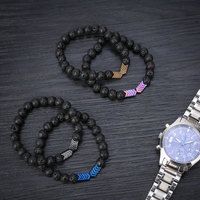Bracelet diffuseur en perles de pierre de lave de 8 mm, perles de yoga en pierre naturelle, ensemble de bijoux élastiques pour femmes et hommes