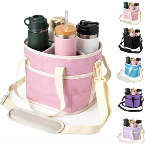 Borsa porta bevande con 4 scomparti, borsa termica in nylon con tracolla regolabile per bottiglie d'acqua e bicchieri - Product Image 4