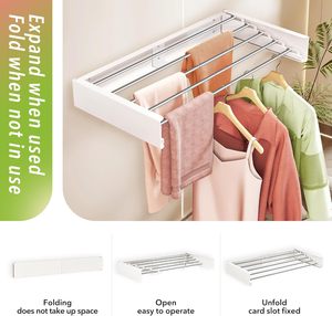 Tendedero de Ropa Ajustable de Acero Inoxidable, Colgador de Toallas para Baño, Tendedero Plegable para Ropa, para Interiores y Exteriores - Product Image 4
