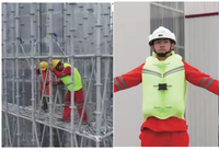 Combinaison de protection antichute avec airbag pour travaux en hauteur, déploiement rapide en 0,08s, équipement de sécurité intelligent pour travaux en altitude, portée de déclenchement 2-9m