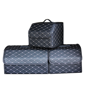 Custom Logo Pu Leather Small Large Capacity Auto Foldable Box Car Trunk Storage Boot Car Organizer For Trunk Car