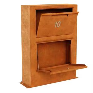 Buzón de Paquetería de Acero Corten Personalizado de Estilo Vintage, Montado en Pared, Lámina Galvanizada con Característica Impermeable, Diseño de Buzón de Entrega - Product Image 1