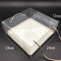 Großhandel 24*24*12cm transparente Kuchen Dekoration Box mit tragbaren Griff PET Dekoration Geschenk verpackung Box