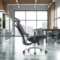 Chaise de bureau ergonomique moderne de luxe confortable pivotante et rotative avec accoudoirs réglables 5D, dossier en maille, appui-tête en alliage d'aluminium