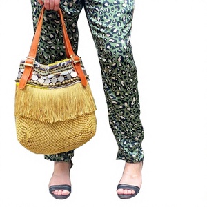 Handmade Ethnic Vintage Bohemian Crochet Mesh Shoulder Hobo Tote <b>Bag</b> with Zipper Closure Large Capacity Eco-Friendly Beach Ready - Product Image 1