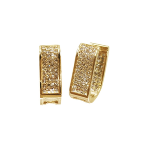 Orecchini a Cerchio Dorati E1934 con Cristalli e Strass, Gioielli Unisex di Lusso per Uso Quotidiano - Product Image 1