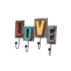 Decoración rústica para el hogar, organizador <span class=keywords><strong>de</strong></span> forma personalizada montado en la pared, abrigo <span class=keywords><strong>de</strong></span> <span class=keywords><strong>madera</strong></span>, soporte para llaves, ganchos, estante colgante con 4 llaves para entrada - Product Image 4