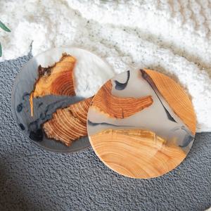 Gloway Décoratif Artistique Bois de Santal Encre Oriental Traditionnel Carré Rond Boisson Thé Coussin Isolant Thé Résine Sous-verres - Product Image 5