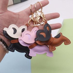 Porte-clés de voiture en cuir PU tendance avec pendentif Bouledogue Français - Product Image 2