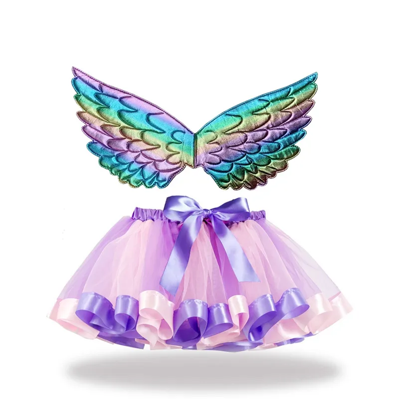 Boutique baby girls tutu dress+ wings 2pcs tutu skirts sets for girls kids