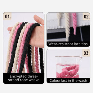 Lacets Ronds Épais en Coton Torsadé de Couleurs Personnalisées 5 mm 7 mm 8 mm de Large pour Chaussures <span class=keywords><strong>Dunk</strong></span> - Product Image 2