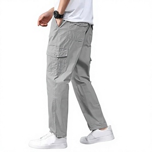 Wholesale Men's Heavyweight Plain Dyed Cotton Spandex Cargo Pants Relaxed Fit Multi <b>Pocket</b> Casual Workwear <b>Trousers</b> - Product Image 3
