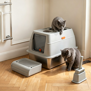 Stainless Steel <b>Cat</b> Litter <b>Box</b> - Large Splash-Proof Open Top (No translation needed - already English) - Product Image 5