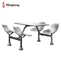 Table de restauration rapide contemporaine en acier inoxydable pour 4 personnes avec chaises et couleur personnalisable pour les cafétérias scolaires