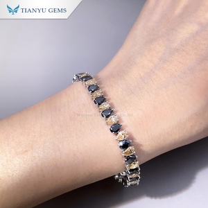 Tianyu Gems 26ctw Pear Cut 4x6mm Moissanite Tennis Pulsera champán Negro Incoloro Piedra preciosa 10K Pulsera de oro blanco para mujer - Product Image 6