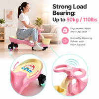 Mobil Anti Terguling untuk Anak dengan Sasis Lebar dan Stabil, 4 Roda Magnetik LED Senyap, Tanpa Baterai, Mainan Tunggang untuk Balita Usia 2-6 Tahun
