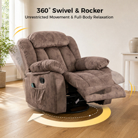 Fauteuil inclinable manuel large personnalisable en microfibre avec massage et fonction pivotante pour petits espaces, couleur de tissu disponible en marque privée