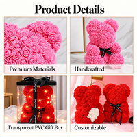 Ours en peluche rose éternelle fait main avec boîte cadeau de luxe, cadeau romantique parfait pour la Saint-Valentin, un mariage, un anniversaire, la fête des mères, décoration