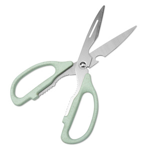 Stainless Steel <b>Kitchen</b> <b>Scissors</b> Green Handles Straight Head For Home Use - Product Image 1