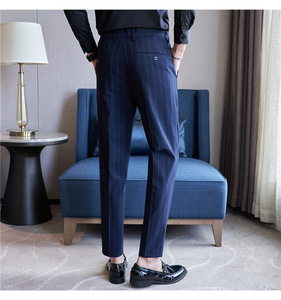 <span class=keywords><strong>Pantaloni</strong></span> Casual Slim fit <span class=keywords><strong>a</strong></span> <span class=keywords><strong>righe</strong></span> da uomo <span class=keywords><strong>pantaloni</strong></span> <span class=keywords><strong>lunghi</strong></span> elastici <span class=keywords><strong>a</strong></span> gamba piccola - Product Image 6