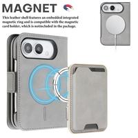 Étui portefeuille en cuir PU premium compatible avec iPhone 18 Duo 17 Pro, fente magnétique détachable pour cartes, coque fine