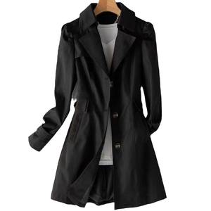 Veste coupe-vent pour femme printemps-automne 2025, boutonnée, trench-coat pour femme, double boutonnage, mi-longue, vêtements d'extérieur pour femme - Product Image 5