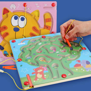 Juguete de Laberinto de Cuentas de Madera de Doble Cara, <span class=keywords><strong>Juego</strong></span> de Concentración y Pensamiento Lógico para Niños, Juguete Educativo de Madera para Niños - Product Image 2