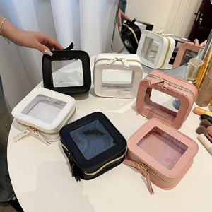 Nuevo Diseño, Bolsa de Cosméticos Transparente, Simple, Moderna, con Cierre, de PVC Transparente, con Letras, Portátil, para Guardar Lápiz Labial, Bolso de Mano Pequeño - Product Image 1