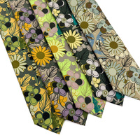 Corbata de Algodón con Estampado de Girasoles Azul Verdoso para Uso Diario, Corbata Personalizada con Logotipo para Hombre, Fabricante de Corbatas