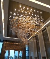 Décoration suspendue au plafond, lustre, décoration moderne pour la maison, feuilles en verre de Murano, Europe, MJ, artisanat soufflé à la main, maison, hôtel, restaurant