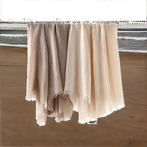 Écharpes et châles d'été en coton et lin de couleur unie pour femmes - Séchage rapide, multifonctionnels, pour voyages en extérieur (vente en gros) - Product Image 2